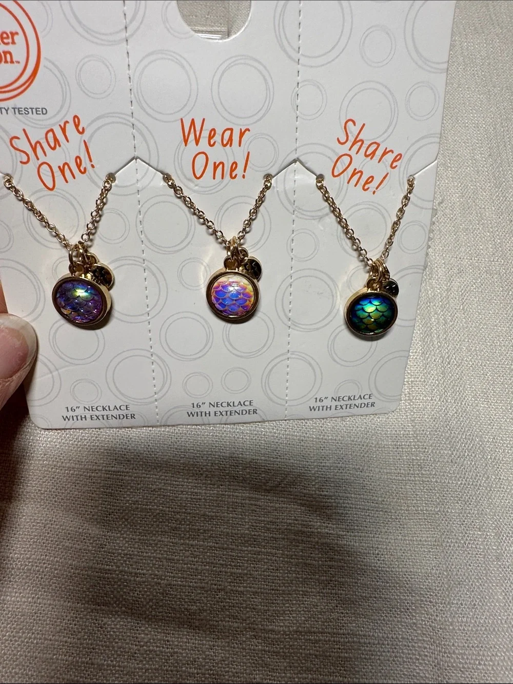 Set of 3 Mermaid Necklace Trio & 2 hair clips and Barrett’s NWT